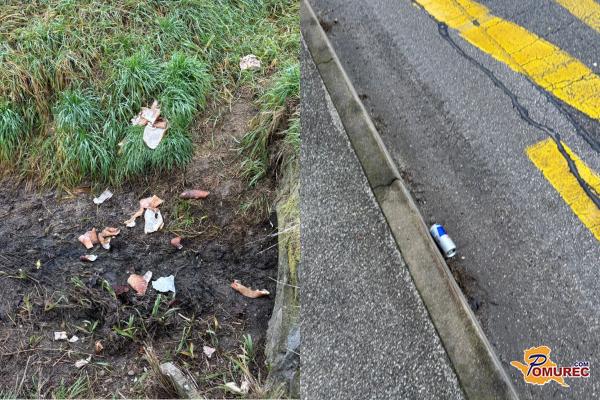 FOTO: Smeti na cesti in živalski ostanki v jarkih: krajani Pomurske vasi ogorčeni nad neodgovornim ravnanjem