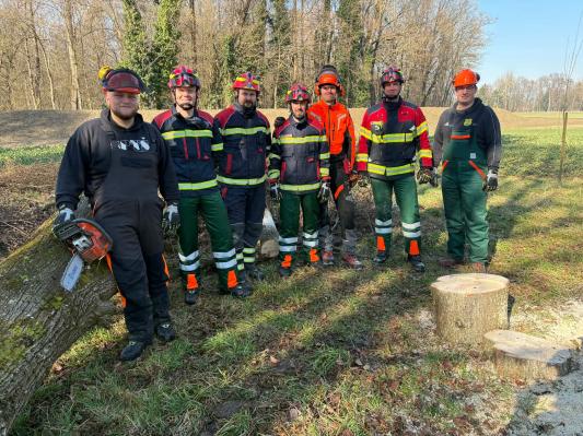 FOTO: Gasilci obnovili znanje varnega dela z motorno žago